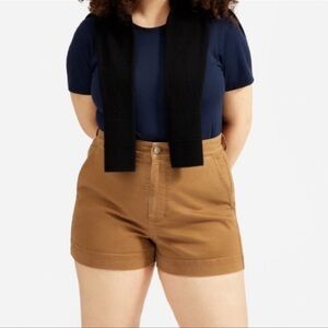 Everlane the Cotton Stretch Twill Shorts Acorn High Rise Womens Size 6